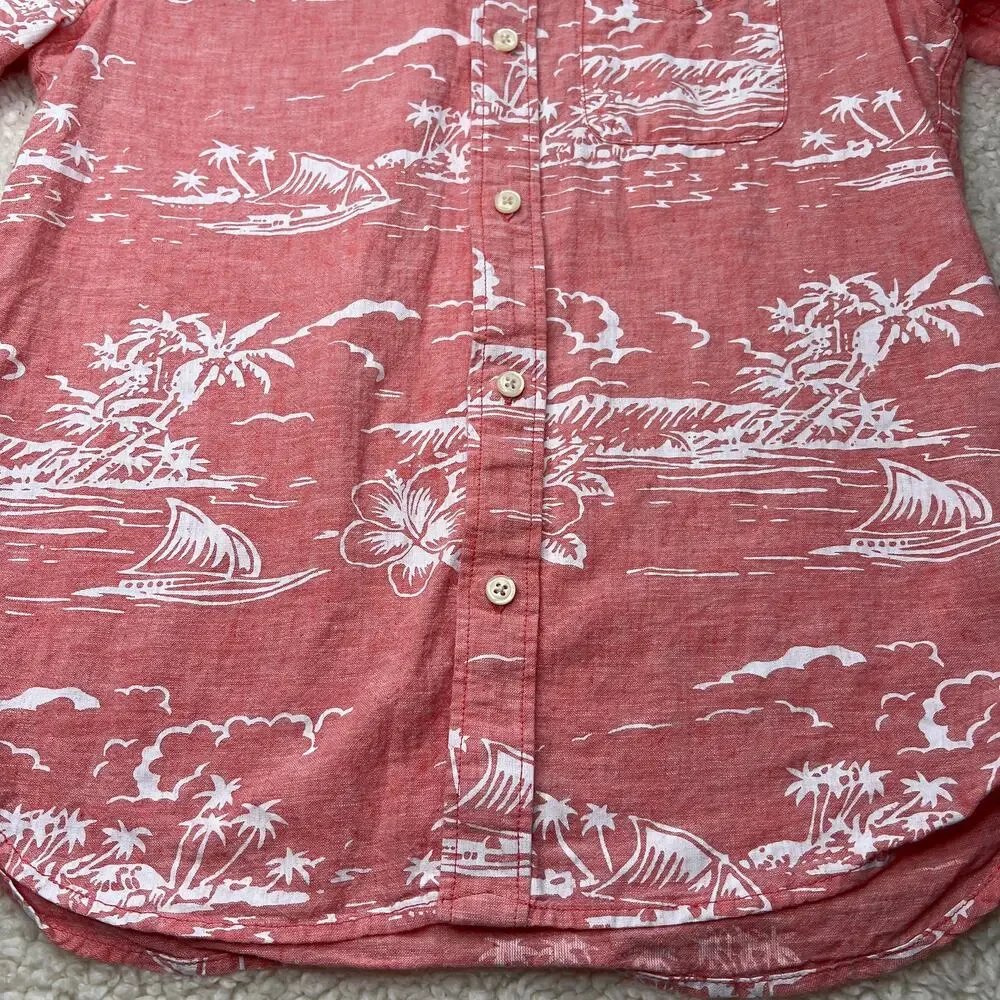 Gap Kids Sherbert Orange Linen Blend Button Up Large